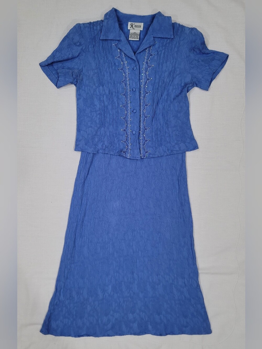 K Classics Blue Short-Sleeve Button-Front Maxi Dress Set
